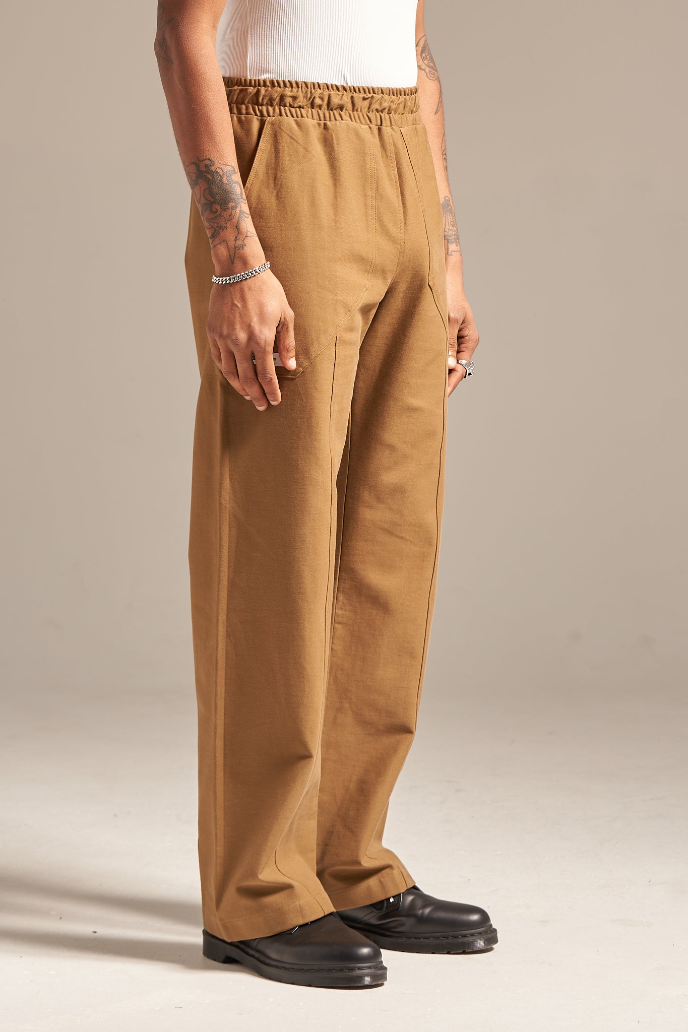 Cotton drill trousers, camel