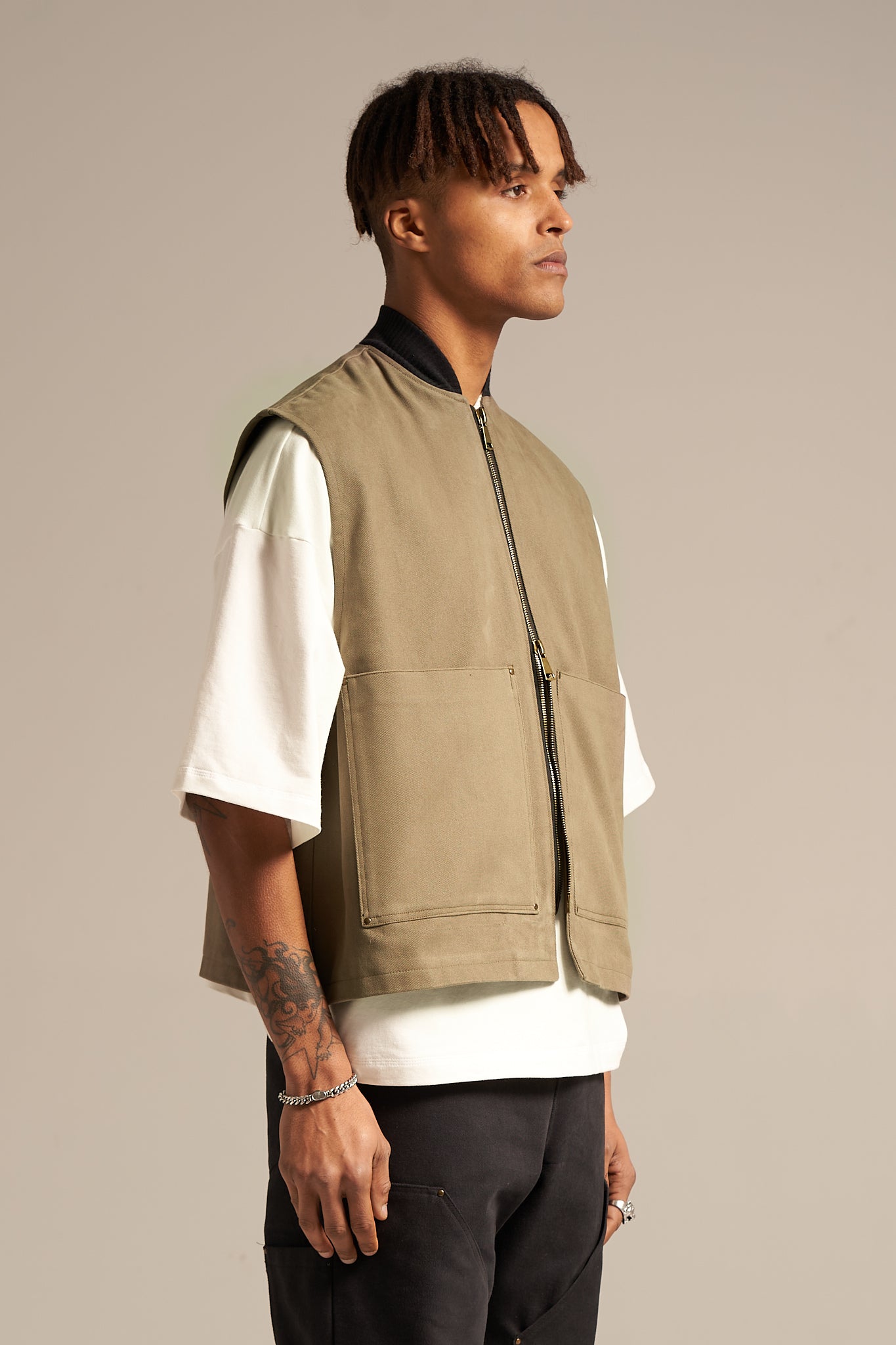 The Washed Olive Carpenter Vest