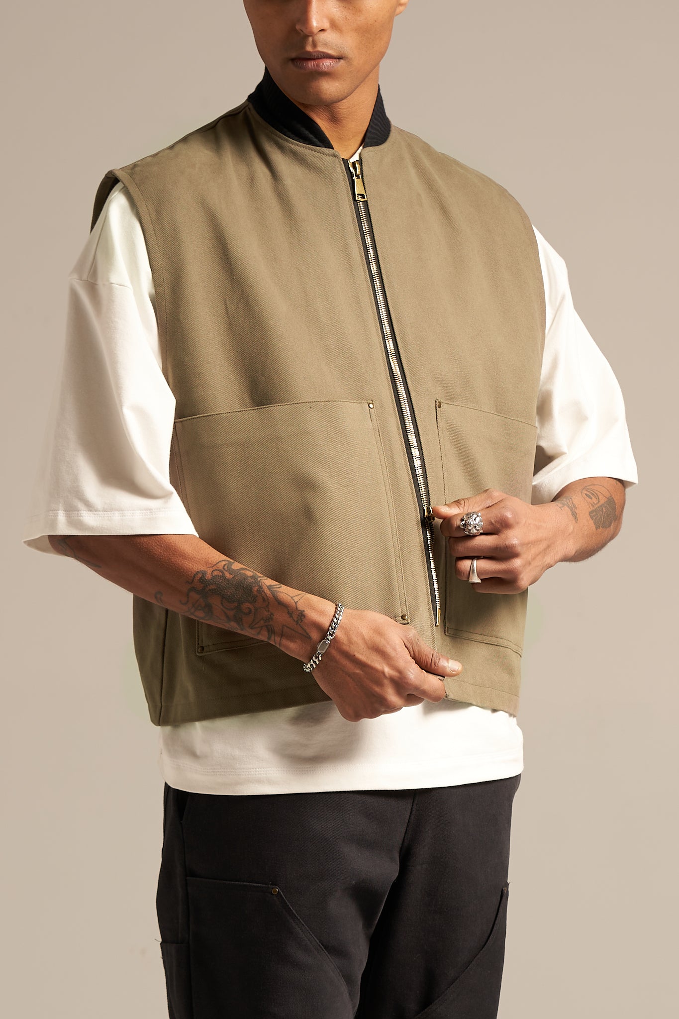 The Washed Olive Carpenter Vest