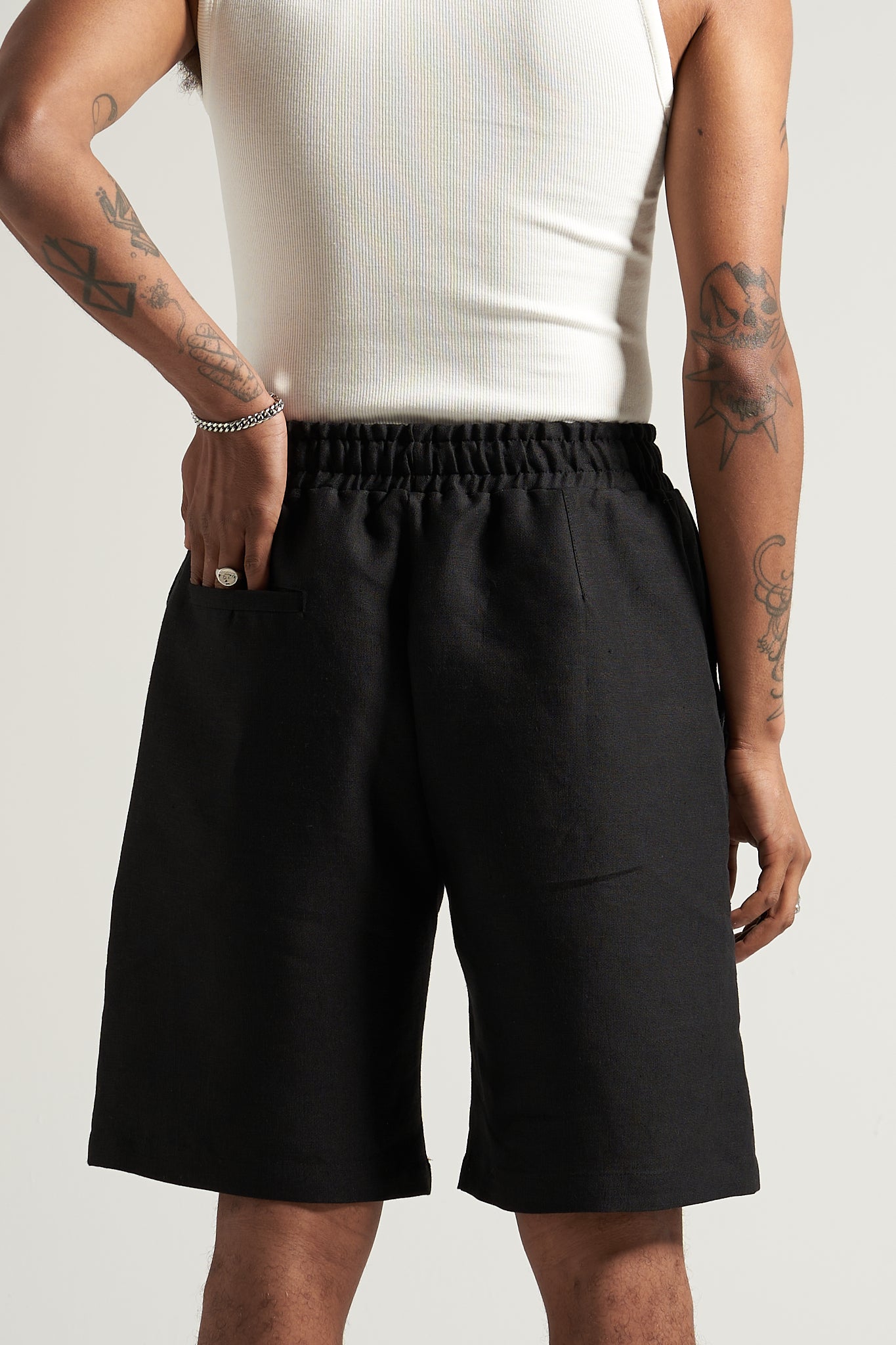 The Black Linen Flow Short