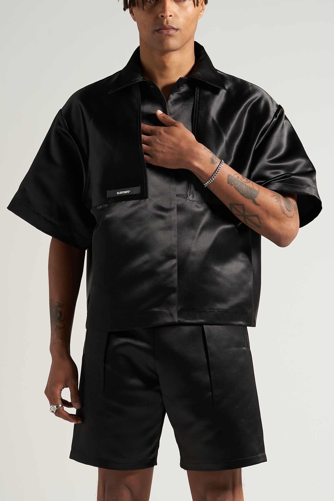 The Black Satin Bowling Shirt