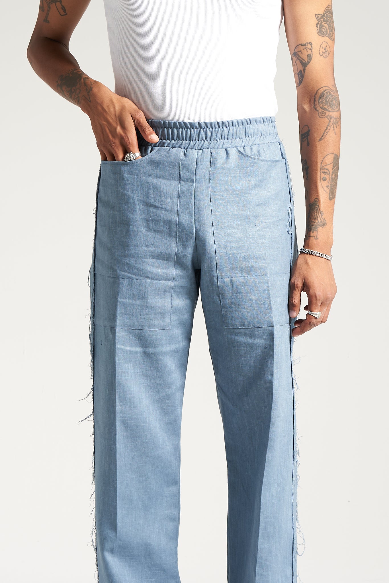 The Sky Blue Linen Fatigue Pant