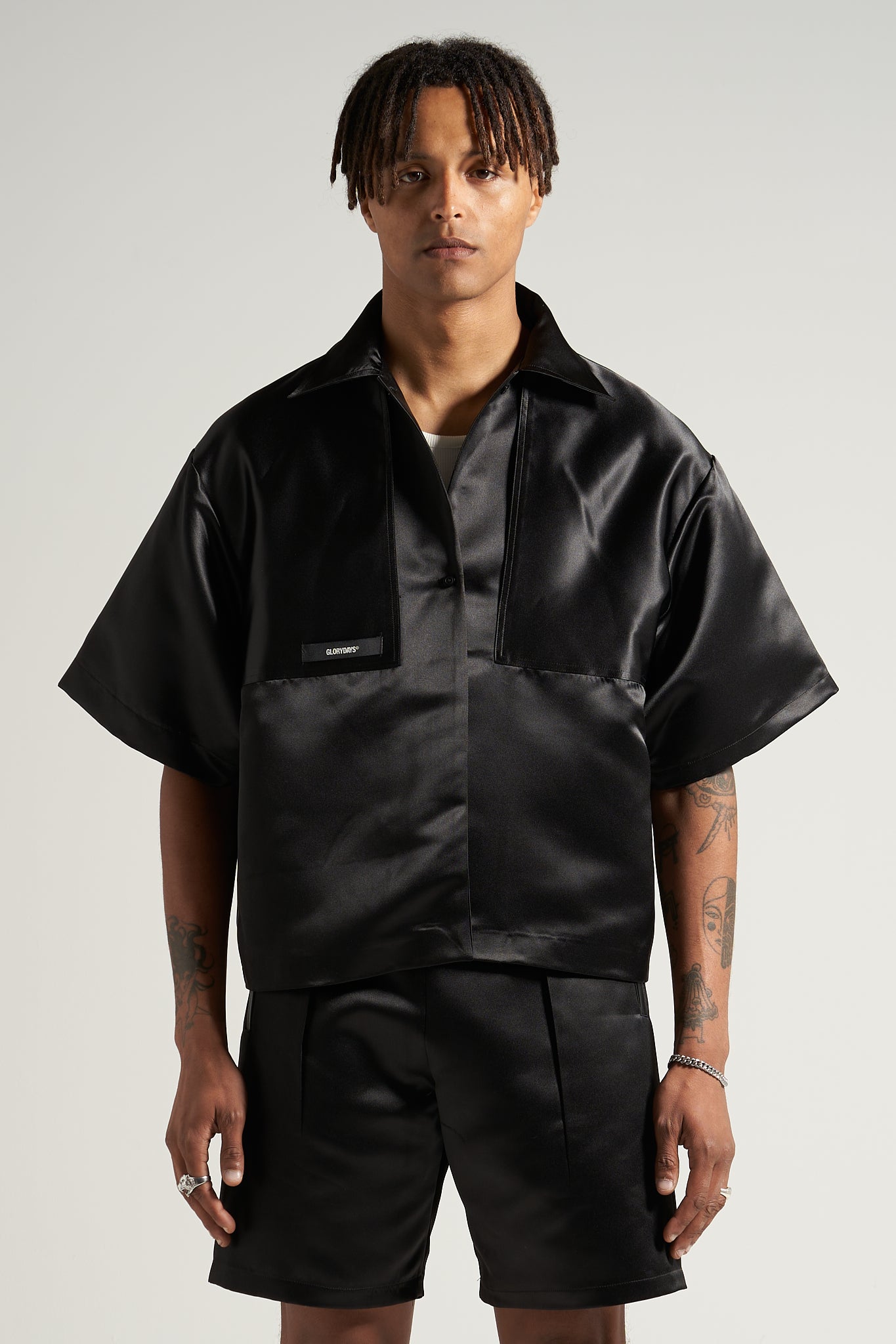 The Black Satin Bowling Shirt