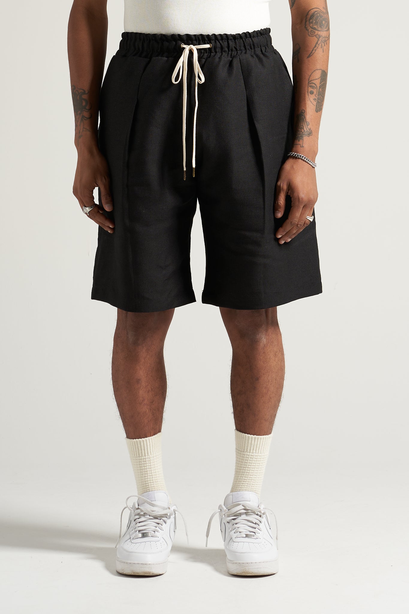 The Black Linen Flow Short