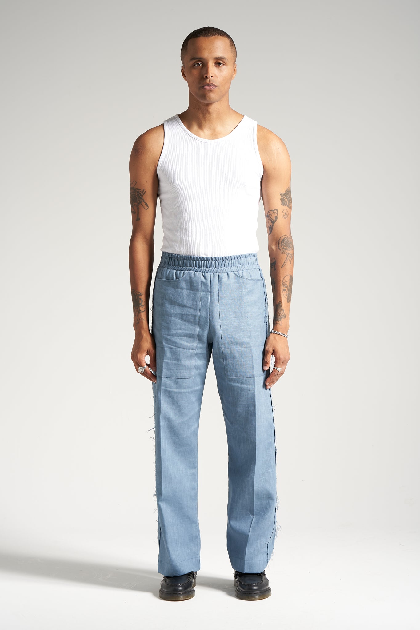 The Sky Blue Linen Fatigue Pant