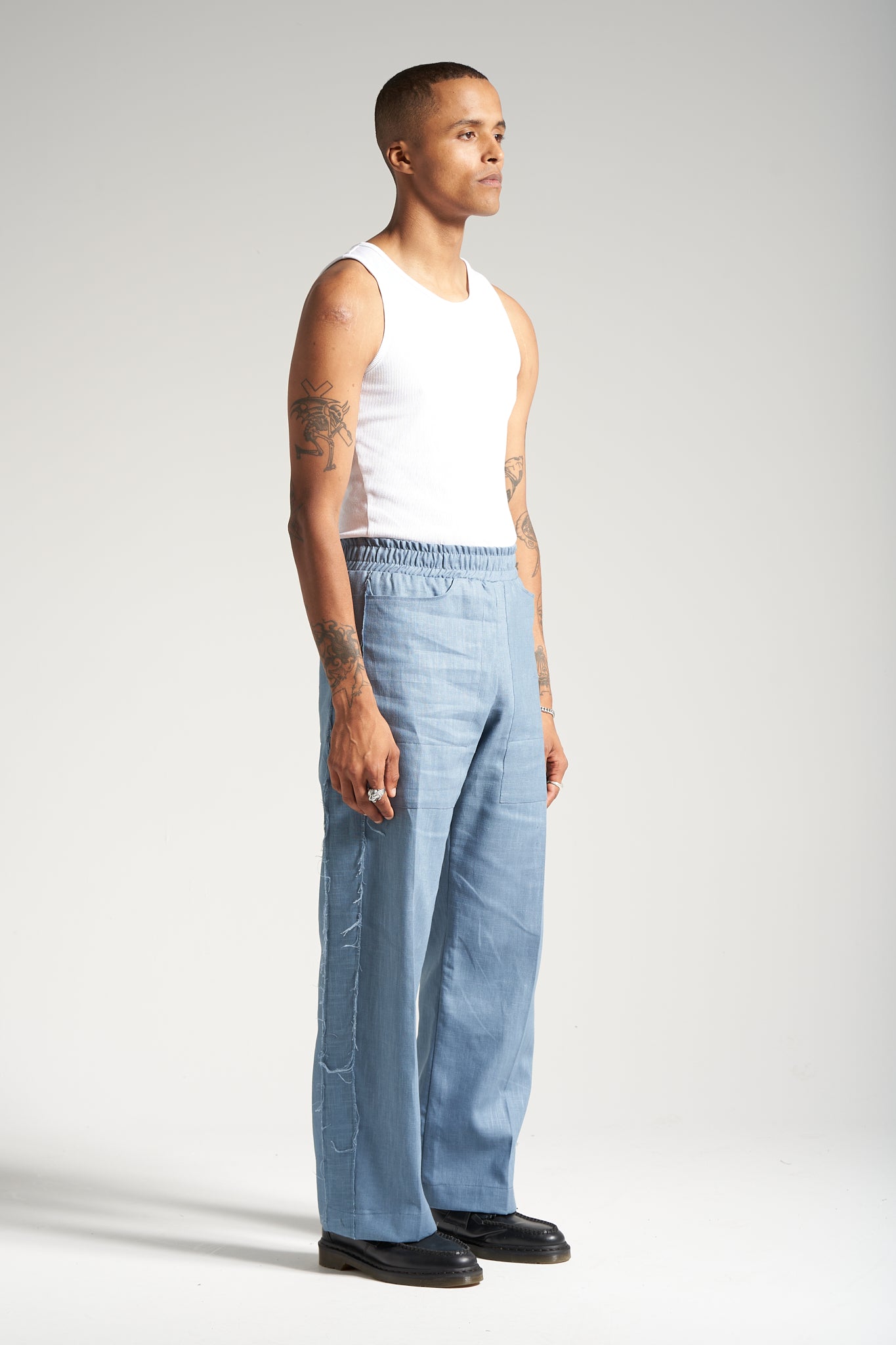 The Sky Blue Linen Fatigue Pant