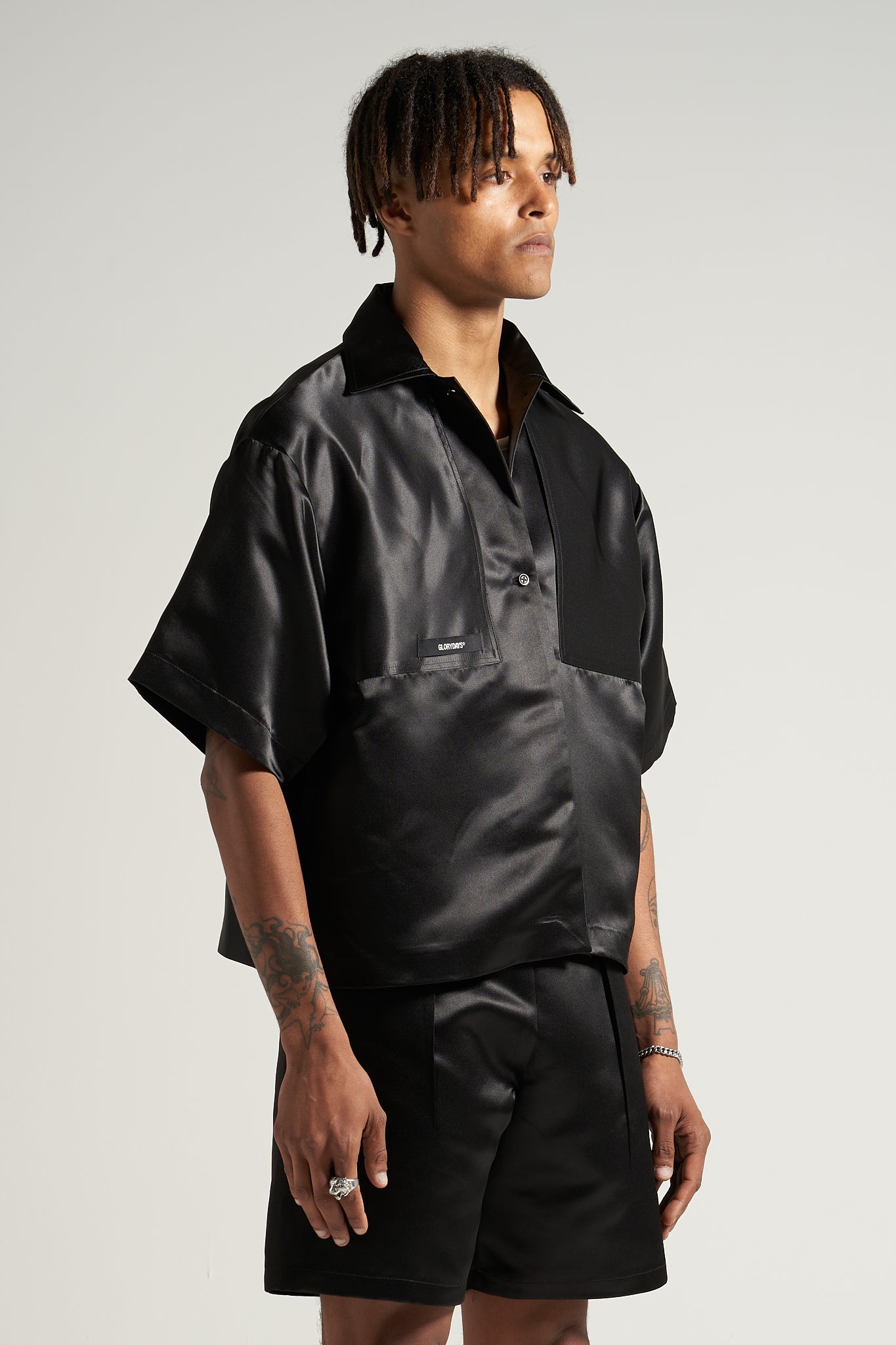 The Black Satin Bowling Shirt