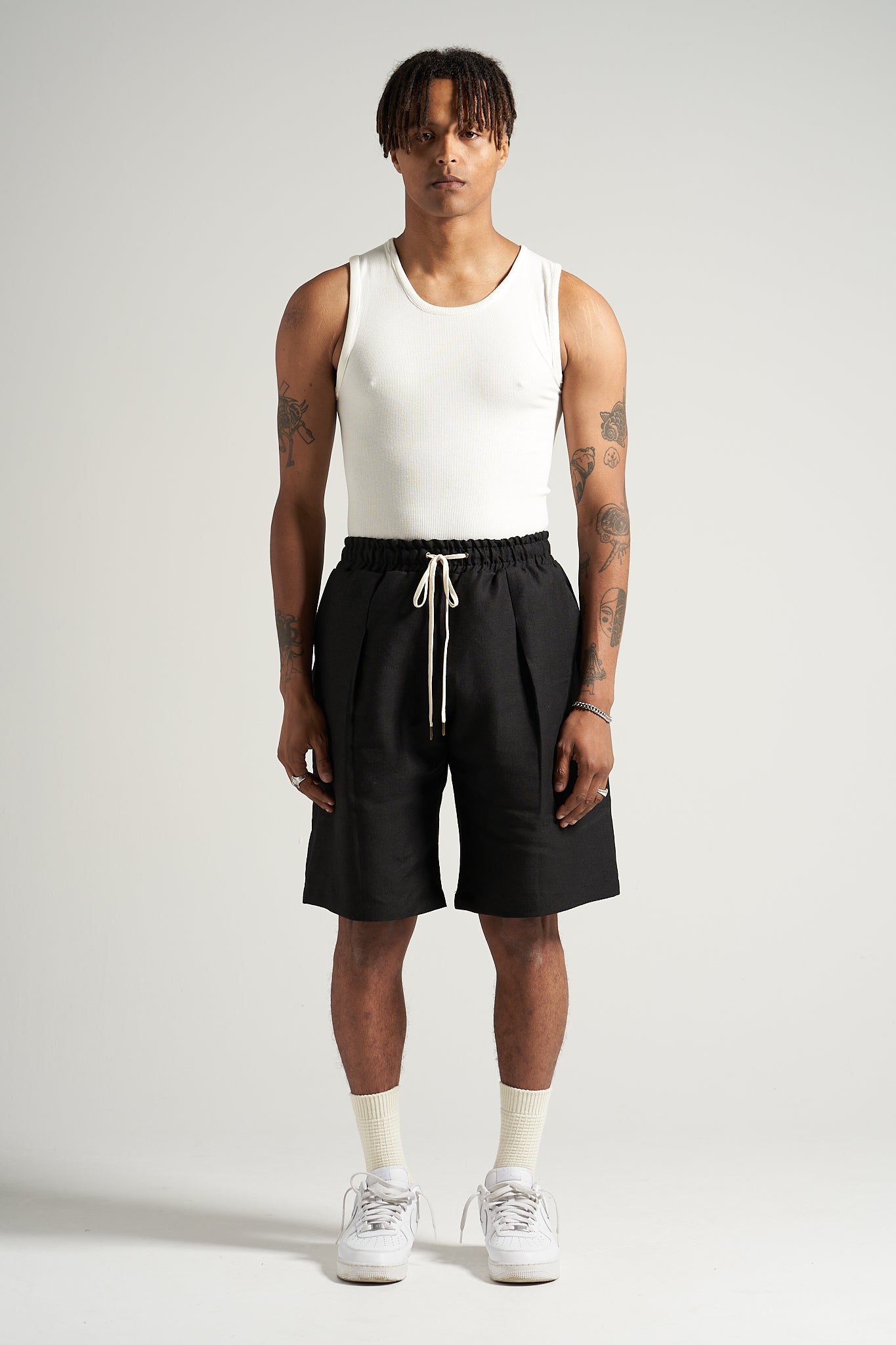 The Black Linen Flow Short