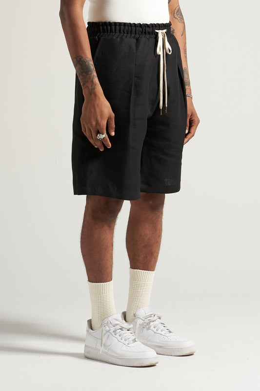 The Black Linen Flow Short